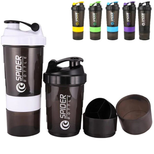 3 Layer Shaker Bottle Protein Mixing Shake Cup Sports Fitness Water Cup 550ml Scaled Plastic Water Bottles with Medicine Box Perfect for protein shakes, smoothies and hydration on the go